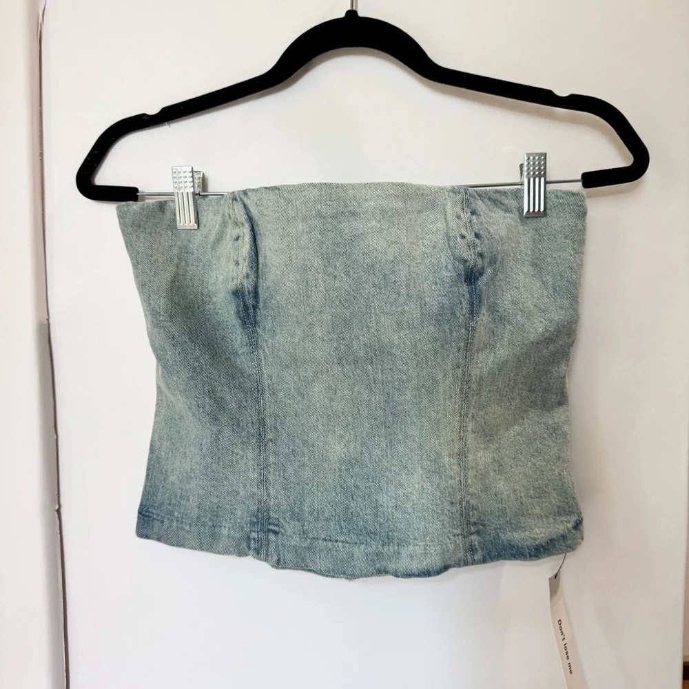 NWT Reformation Colleena Strapless Denim Top Blue 6 - Picture 13 of 16